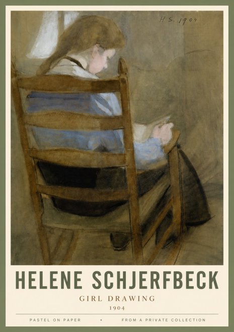 Helene Schjerfbeck Girl Drawing No3 - Poster