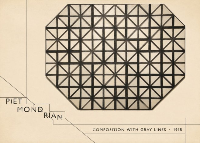 Piet Mondrian Composition with Gray Lines No3 - Poster