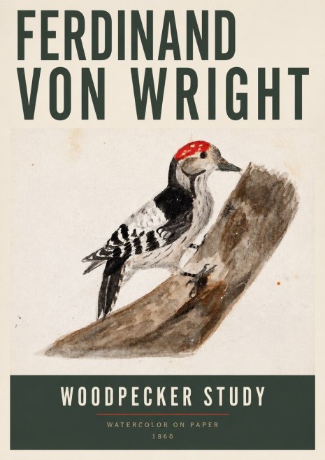 Ferdinand von Wright Woodpecker Study No3 - Poster