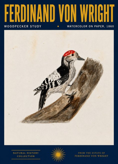 Ferdinand von Wright Woodpecker Study No4 - Poster