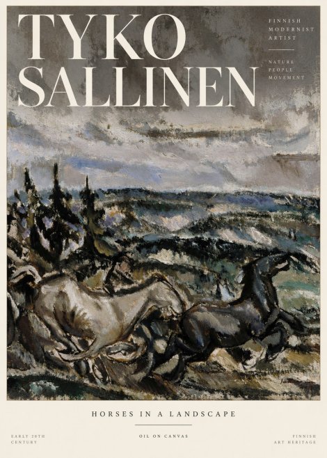 Tyko Sallinen Horses in a Landscape No3 - Poster
