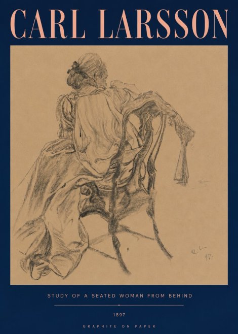 Carl Larsson Study of a Seated Woman from Behind No5 - Poster