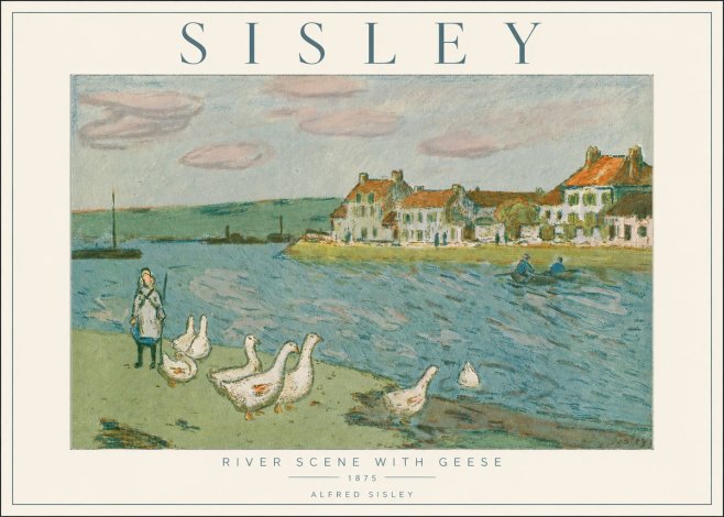Sisley River Scene with Geese No2 - Poster