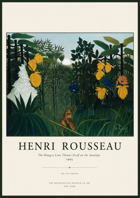 Rousseau The Hungry Lion Throws Itself on the Antelope No1 - Poster
