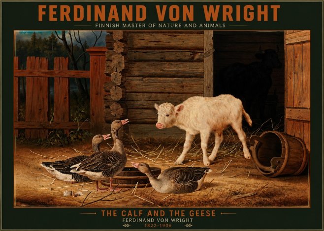 Ferdinand von Wright The Calf and the Geese No2 - Poster