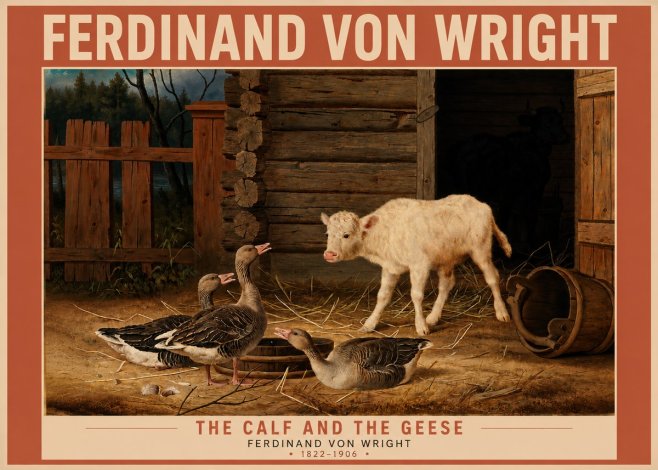 Ferdinand von Wright The Calf and the Geese No3 - Poster