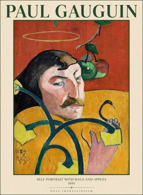 Paul Gauguin Self-portrait with Halo and Apples No6 - Poster