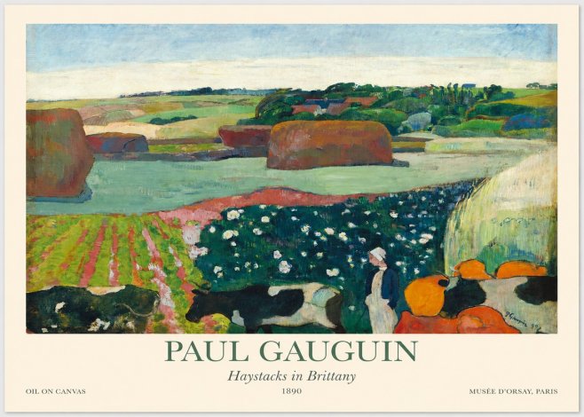 Paul Gauguin Landscape with Haystacks No5 - Poster
