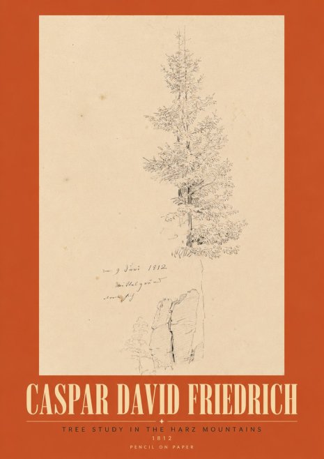 Caspar David Friedrich Tree Study in the Harz Mountains No3 - Poster