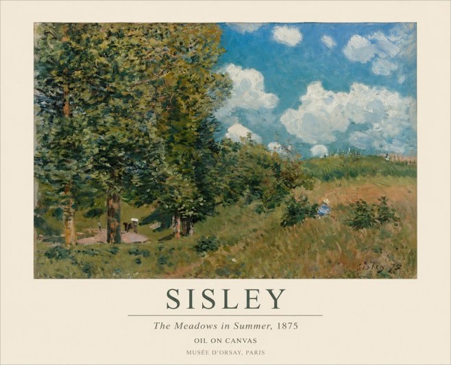 Sisley The Meadows in Summer, 1875 No1 - Poster