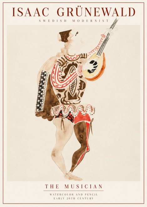 Isaac Grünewald The Lute Player No3 - Poster