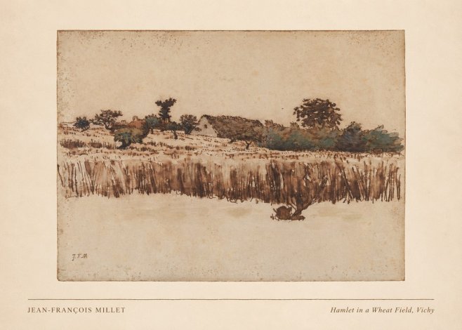 Jean-François Millet Hamlet in a Wheat Field, Vichy No3 - Poster