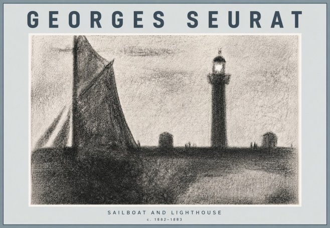Seurat Sailboat and Lighthouse No6 - Poster