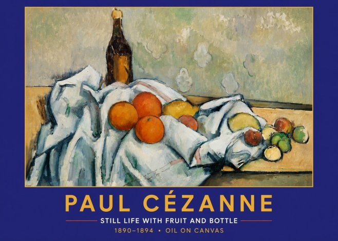 Paul Cézanne Still Life with Fruit and Bottle No2 - Poster