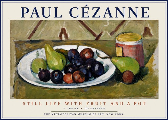 Paul Cézanne Still Life with Fruit and a Pot No5 - Poster