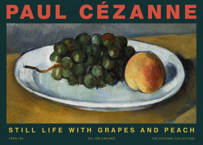Paul Cézanne Still Life with Grapes and Peach No3 - Poster