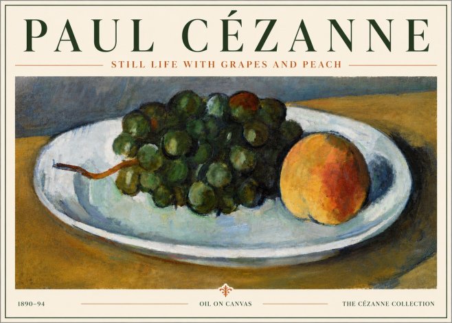Paul Cézanne Still Life with Grapes and Peach No6 - Poster