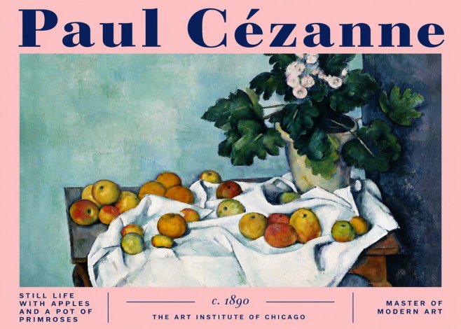 Paul Cézanne Still Life with Apples and a Pot of Primroses No4 - Poster