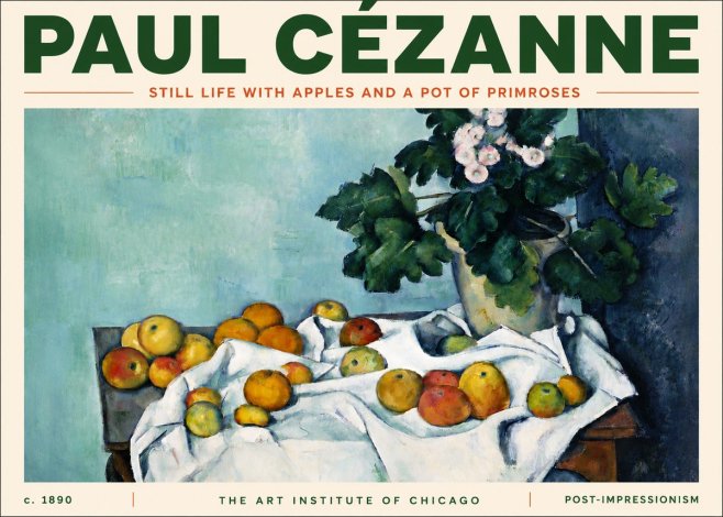 Paul Cézanne Still Life with Apples and a Pot of Primroses No5 - Poster