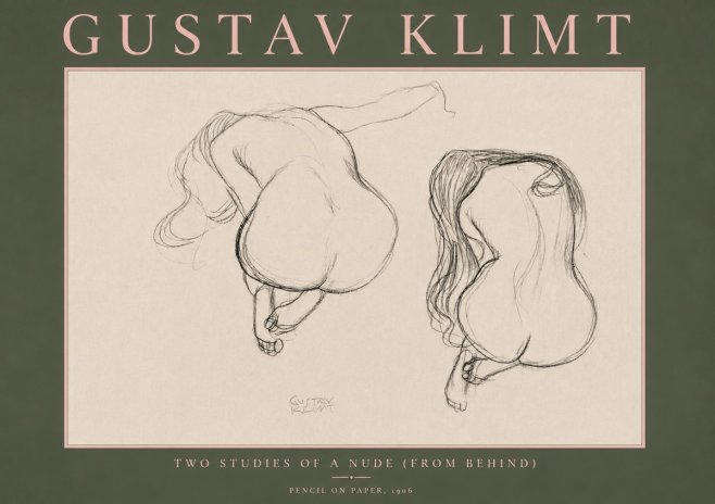 Klimt Two Studies of a Nude (from Behind) No5 - Poster