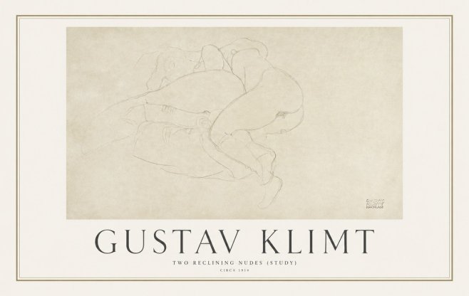 Klimt Two Reclining Nudes (Study) No1 - Poster