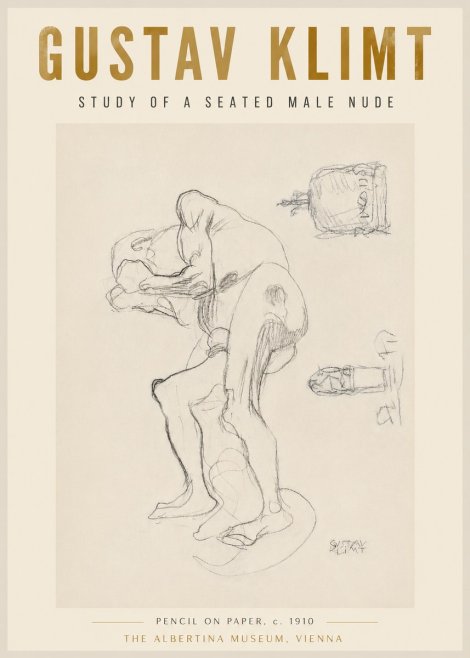 Klimt Study of a Seated Male Nude No5 - Poster