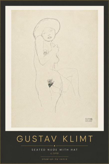 Klimt Seated Nude with Hat No4 - Poster