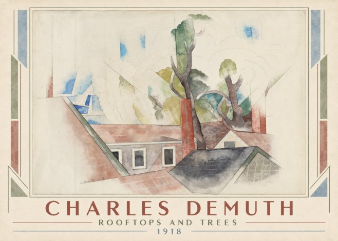 Charles Demuth Rooftops and Trees No1 - Poster