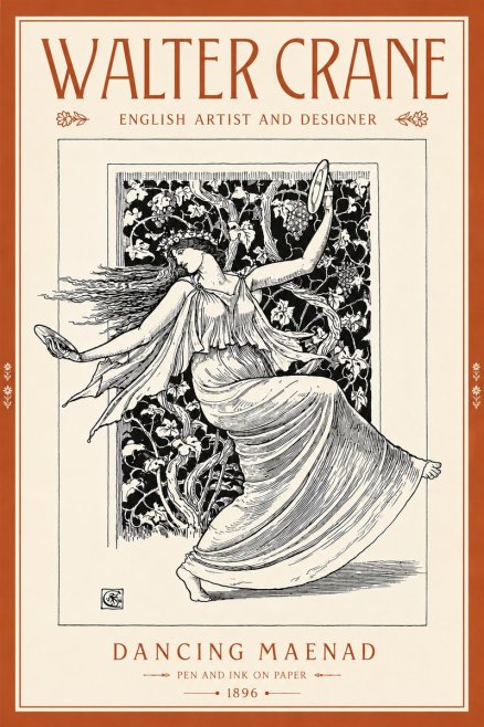 Walter Crane Dancing Maenad No5 - Poster