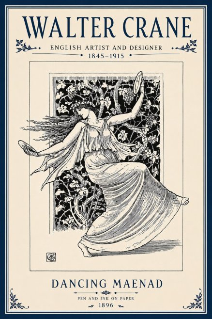 Walter Crane Dancing Maenad No6 - Poster