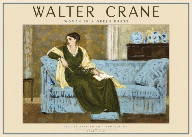 Walter Crane Woman in a Green Dress No5 - Poster