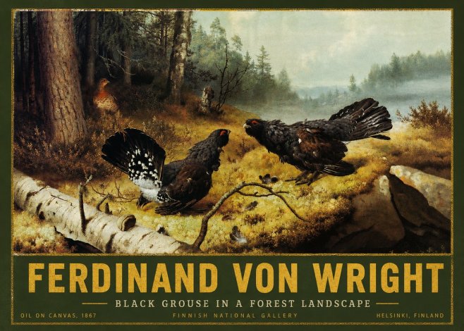 Ferdinand von Wright Black Grouse in a Forest Landscape No2 - Poster