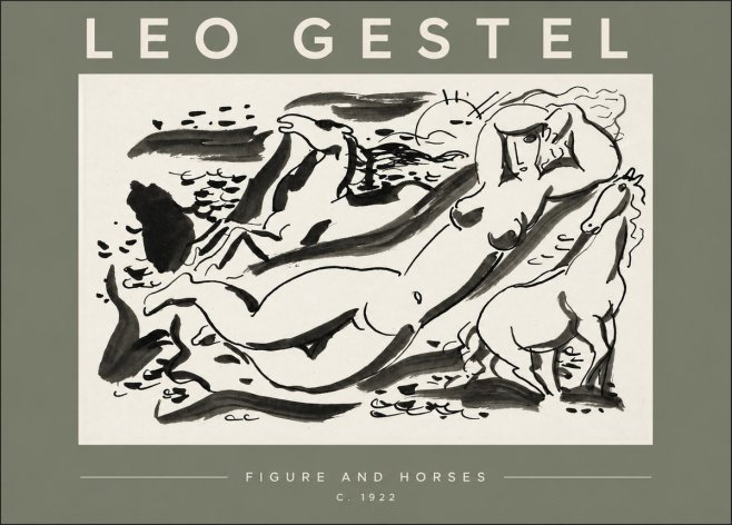 Leo Gestel Figure and Horses No3 - Poster