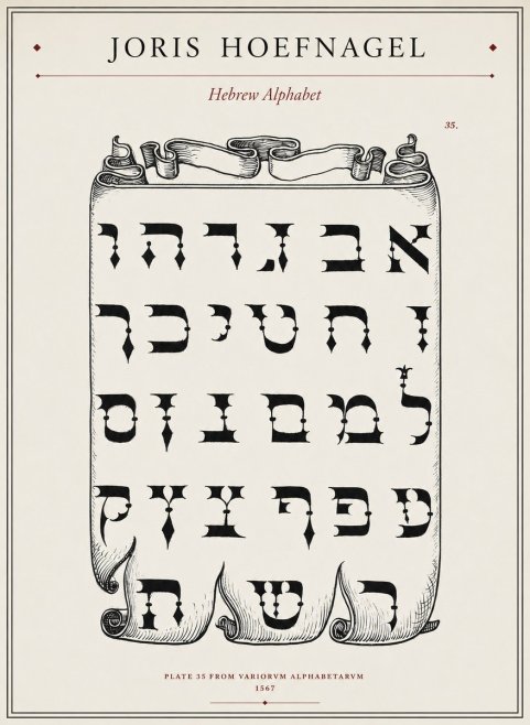 Joris Hoefnagel Hebrew Alphabet No1 - Poster