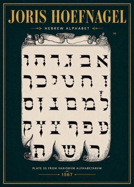 Joris Hoefnagel Hebrew Alphabet No4 - Poster