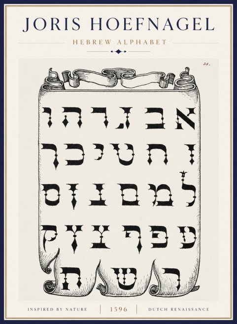 Joris Hoefnagel Hebrew Alphabet No5 - Poster