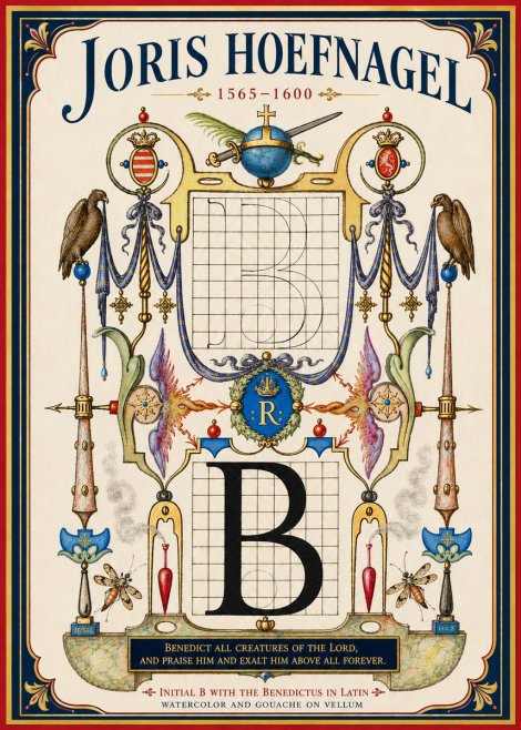 Joris Hoefnagel Initial B with the Benedictus in Latin No4 - Poster