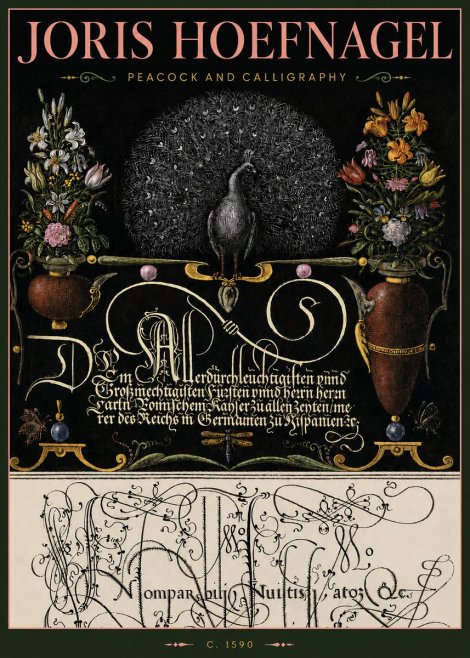 Joris Hoefnagel Peacock and Calligraphy No4 - Poster