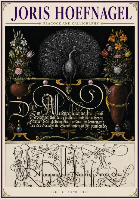 Joris Hoefnagel Peacock and Calligraphy No6 - Poster