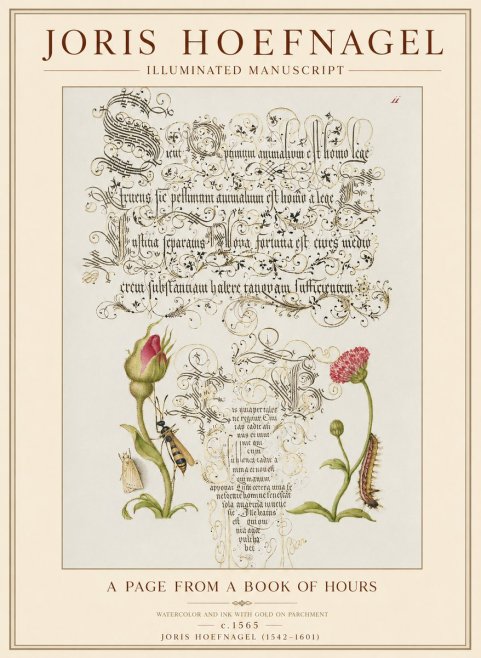 Joris Hoefnagel A Page from a Book of Hours No1 - Poster