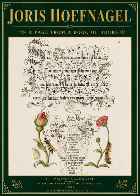 Joris Hoefnagel A Page from a Book of Hours No5 - Poster