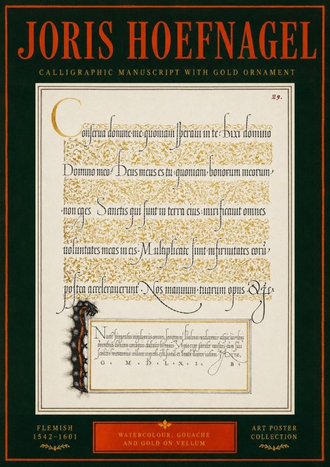 Joris Hoefnagel Calligraphic Manuscript with Gold Ornament No2 - Poster