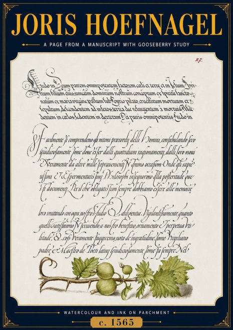Joris Hoefnagel A Page from a Manuscript with Gooseberry Study No5 - Poster