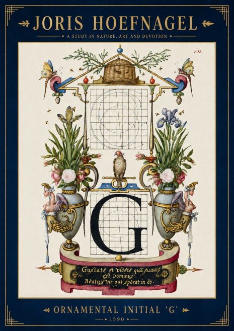 Joris Hoefnagel Ornamental Initial 'G' No3 - Poster