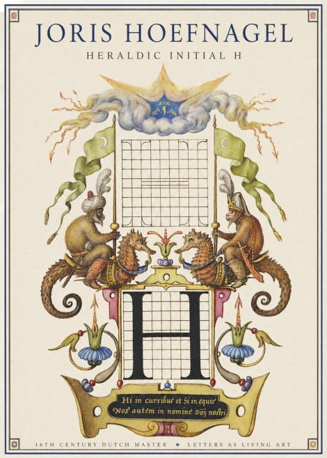 Joris Hoefnagel Heraldic Initial H No1 - Poster