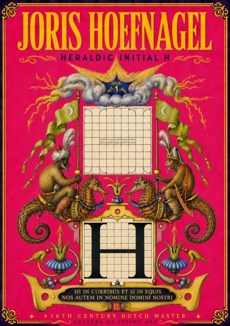 Joris Hoefnagel Heraldic Initial H No6 - Poster