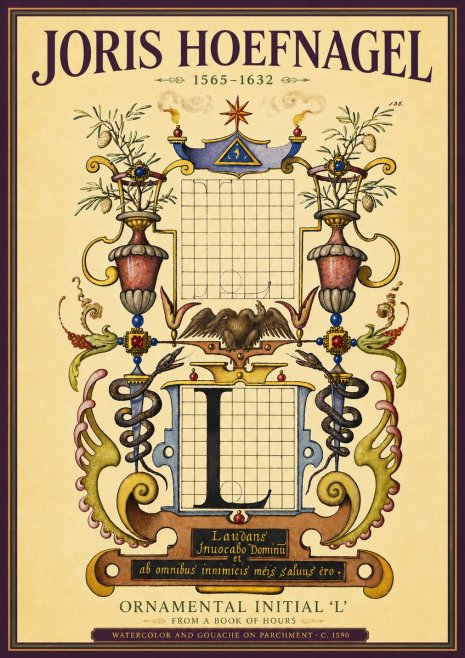 Joris Hoefnagel Ornamental Initial 'L' No4 - Poster