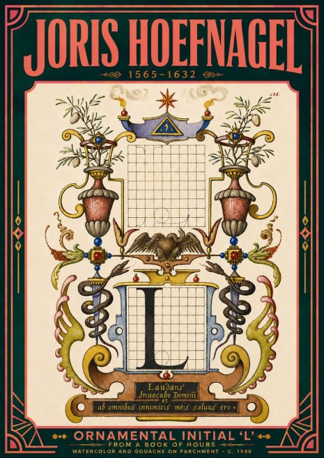 Joris Hoefnagel Ornamental Initial 'L' No5 - Poster