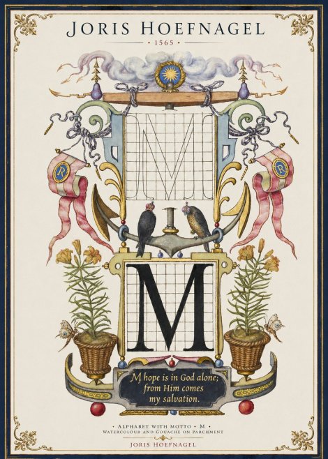 Joris Hoefnagel Alphabet with Motto • M • No1 - Poster