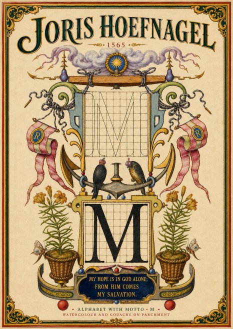 Joris Hoefnagel Alphabet with Motto • M • No6 - Poster